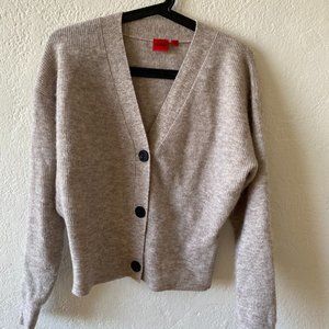 Hugo Boss V-neck Wool Oatmeal Cardigan
